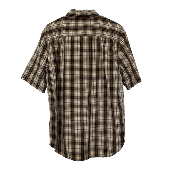 Carhartt Relaxed Fit Short Sleeve Button Down Shirt Brown Plaid Pocket Men's Lg - Picture 4 of 8